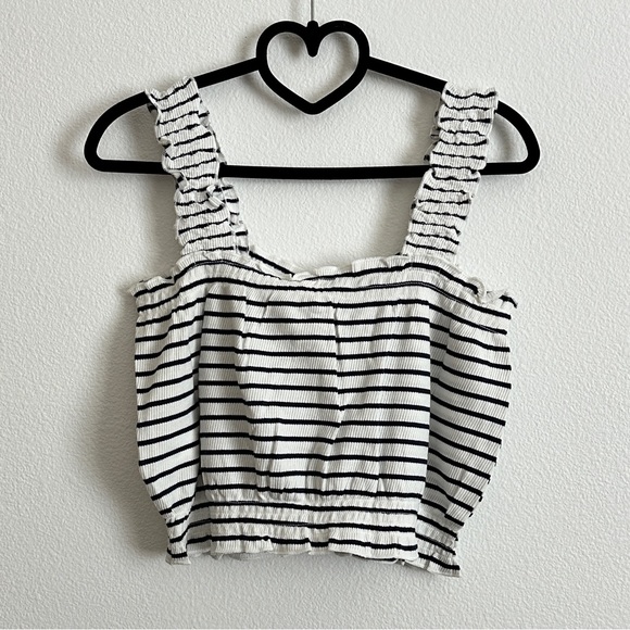 NWT Roxy Black White Striped Ruched Crop Top Size XL - Picture 4 of 8